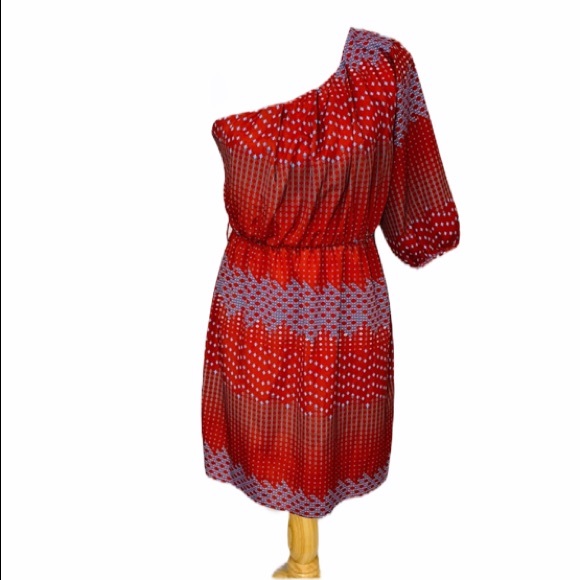 Needle & Thread Dresses & Skirts - NEEDLE & THREAD Red & Blue One Shoulder Dress